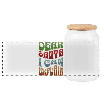 Dear Santa I Can Explain Weihnachten Spruch - Panorama Keksdose mit Holzdeckel - Weiß - Vorne