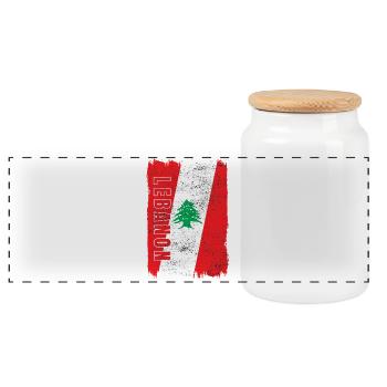 Lebanon vintage flag - Panoramic Cookie Jar with Wooden Lid - white - Front