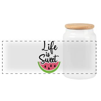 La vie est douce - Boîte à biscuits avec couvercle en bois - blanc - Devant