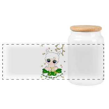 sternzeichen_sagitarius - Panoramic Cookie Jar with Wooden Lid - white - Front