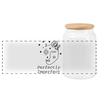 Perfectly imperfect - Panoramic Cookie Jar with Wooden Lid - white - Front