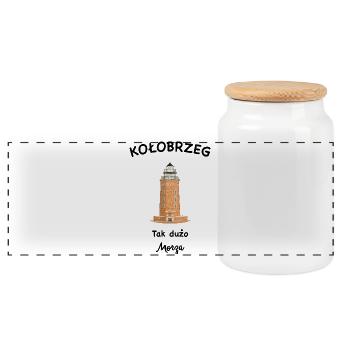 Leuchtturm Kolberg, So viel Meer, Polnische Ostsee - Panorama Keksdose mit Holzdeckel - Weiß - Vorne