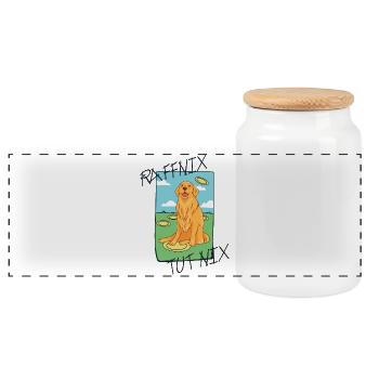 Golden Retriever Raffnix - Panorama Keksdose mit Holzdeckel - Weiß - Vorne