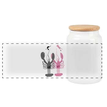 Bretagne - Homards gris et rose - Boîte à biscuits avec couvercle en bois - blanc - Devant