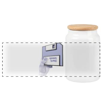 work bench 3D - Panoramic Cookie Jar with Wooden Lid - white - Front