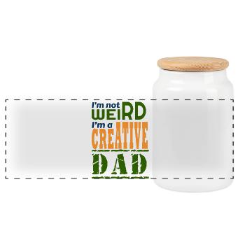 Ich bin nicht komisch, ich bin ein kreativer Vater. - Panorama Keksdose mit Holzdeckel - Weiß - Vorne