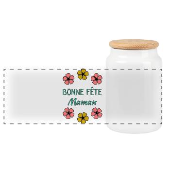 BONNE FÊTE MAMAN. MAMAN. FÊTE DES MÈRES. JE T'AIME - Boîte à biscuits avec couvercle en bois - blanc - Devant
