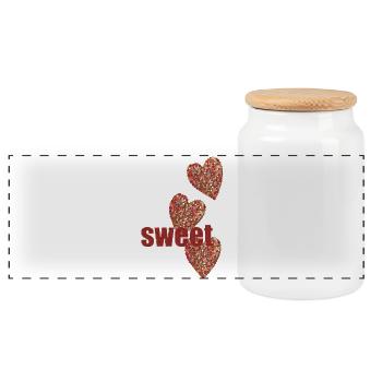 sweet hearts - Panorama Keksdose mit Holzdeckel - Weiß - Vorne