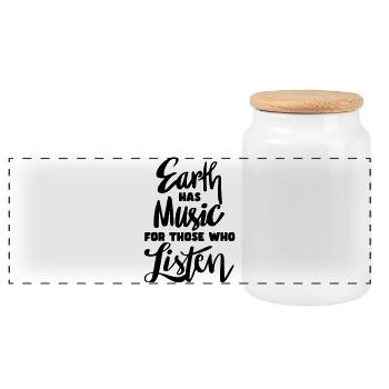 The earth has music for those who listen * - Panoramic Cookie Jar with Wooden Lid - white - Front