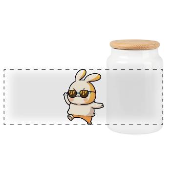 Easter Bunny - Lapin dansant avec des lunettes de soleil rétro - Boîte à biscuits avec couvercle en bois - blanc - Devant