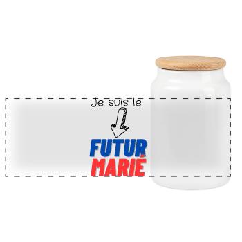 EVG futur marié. Enterrement vie célibataire - Boîte à biscuits avec couvercle en bois - blanc - Devant