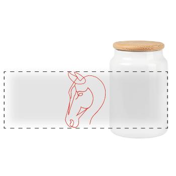 Esquisse du cheval rouge - Boîte à biscuits avec couvercle en bois - blanc - Devant