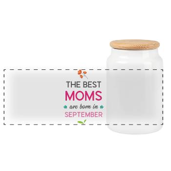 Les meilleures mamans naissent en septembre - Boîte à biscuits avec couvercle en bois - blanc - Devant