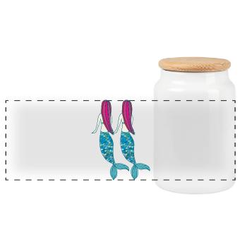 Mermaid Double - Panoramic Cookie Jar with Wooden Lid - white - Front