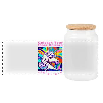 Magical horsepower shirt for dreamers - Panoramic Cookie Jar with Wooden Lid - white - Front