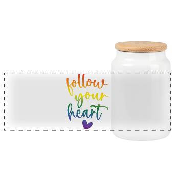 Pride Month - Follow Your Heart - Panoramic Cookie Jar with Wooden Lid - white - Front