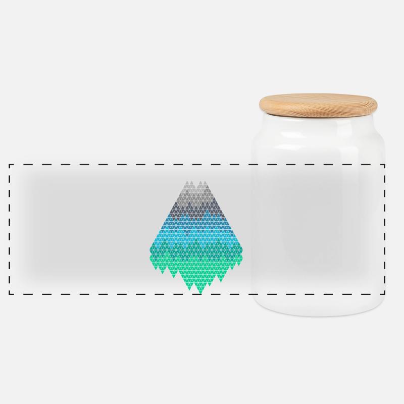 Pixel Berge - Panorama Keksdose mit Holzdeckel - Weiß
