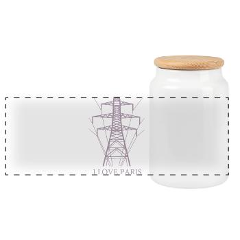 Ironic I love Paris Eiffel Tower as a power pole - Panoramic Cookie Jar with Wooden Lid - white - Front