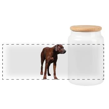 Rhodesian Ridgeback - Motif Chien - Boîte à biscuits avec couvercle en bois - blanc - Devant