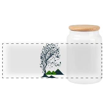 Arbre et montagnes minimaliste - Boîte à biscuits avec couvercle en bois - blanc - Devant