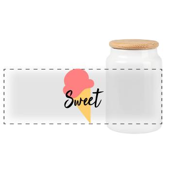 Ice Cream Ice Cream Strawberry Ice Cream Summer Festival - Panoramic Cookie Jar with Wooden Lid - white - Front