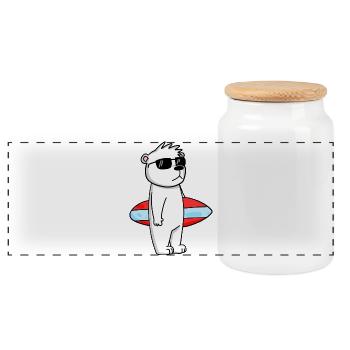 Surfboard Polarbär Surfen Bär Coole - Urlaub - Panorama Keksdose mit Holzdeckel - Weiß - Vorne