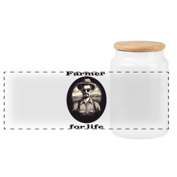 Farmer for life - Panorama Keksdose mit Holzdeckel - Weiß - Vorne