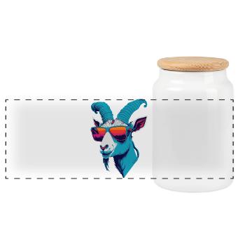 Goat Rebellion - Panoramic Cookie Jar with Wooden Lid - white - Front