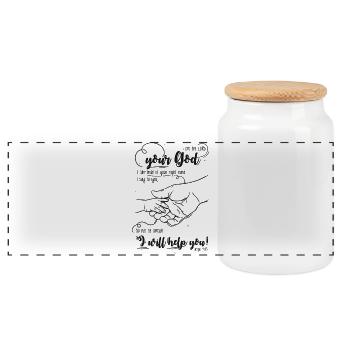 Isaiah Bible Verse I Help You - Panoramic Cookie Jar with Wooden Lid - white - Front