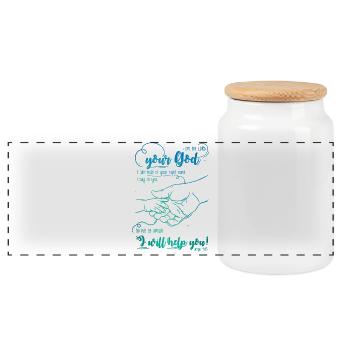 Isaiah Bible Verse I Help You - Panoramic Cookie Jar with Wooden Lid - white - Front