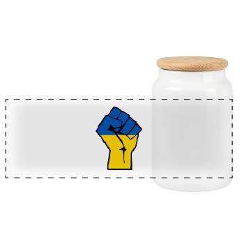 Ukraine Fausthand - Panorama Keksdose mit Holzdeckel - Weiß - Vorne