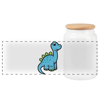 Dinosaur - Panoramic Cookie Jar with Wooden Lid - white - Front