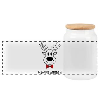 BONNE ANNEE. SAINT SYLVESTRE. NOUVELLE ANNÉE - Boîte à biscuits avec couvercle en bois - blanc - Devant