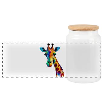 Giraffe - Panorama Keksdose mit Holzdeckel - Weiß - Vorne