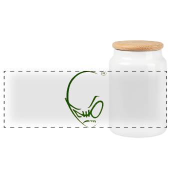 THE TCHÒ Féyaj' - Panoramic Cookie Jar with Wooden Lid - white - Front