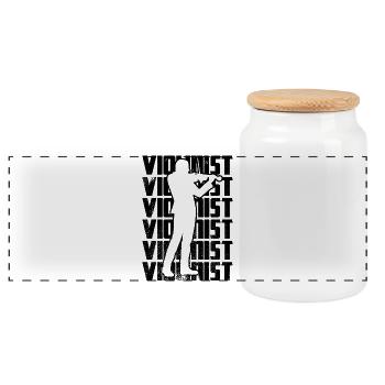 Violinist - Panoramic Cookie Jar with Wooden Lid - white - Front