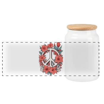 Signe de paix avec des fleurs - Boîte à biscuits avec couvercle en bois - blanc - Devant