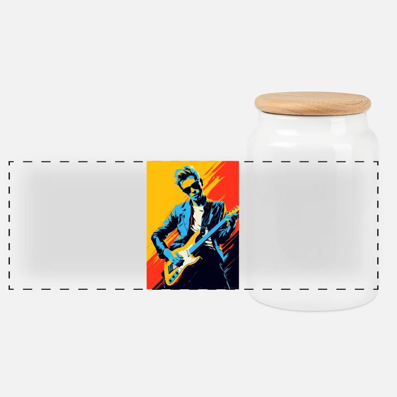Pop-Art-Rocker - Panorama Keksdose mit Holzdeckel - Weiß