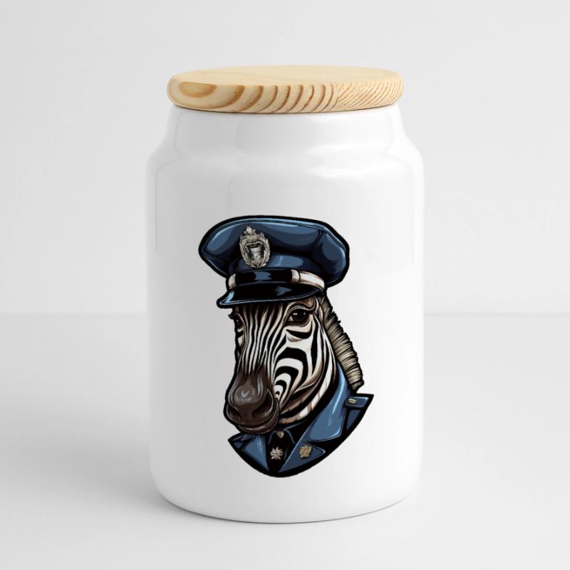 zebra Biscottiera con coperchio in legno