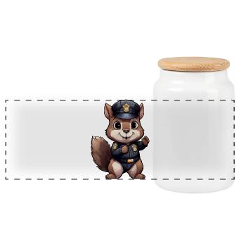 Policier écureuil - Boîte à biscuits avec couvercle en bois - blanc - Devant