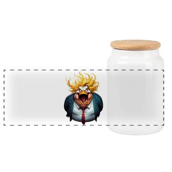 Caricature de Trumpman - Boîte à biscuits avec couvercle en bois - blanc - Devant