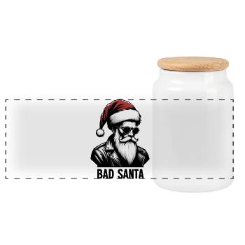 Santa Claus Rock - Trendiges Geschenk - Panorama Keksdose mit Holzdeckel - Weiß - Vorne