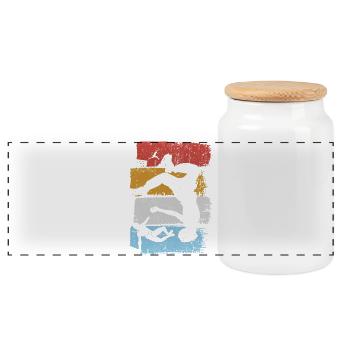 Stripes Sunset Diver Silhouette - Panoramic Cookie Jar with Wooden Lid - white - Front