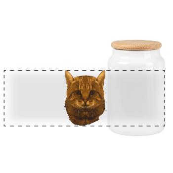getigerte Katze, gesicht, Besitzer, für jedermann - Panorama Keksdose mit Holzdeckel - Weiß - Vorne