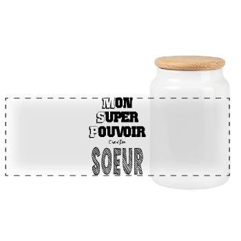Mon Super Pouvoir Etre Sœur Frangine - Boîte à biscuits avec couvercle en bois - blanc - Devant