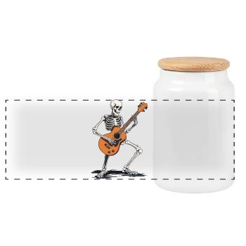 Skeleton with guitar - Panoramic Cookie Jar with Wooden Lid - white - Front