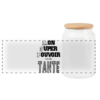 Mon Super Pouvoir Etre Tante Tata - Boîte à biscuits avec couvercle en bois - blanc - Devant