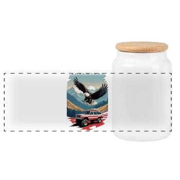 Adventure Tour USA - Panoramic Cookie Jar with Wooden Lid - white - Front