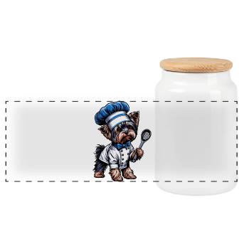 Yorkshire terrier cook - Panoramic Cookie Jar with Wooden Lid - white - Front