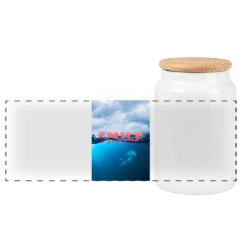 Unterwasser Smile Typografie - Panorama Keksdose mit Holzdeckel - Weiß - Vorne
